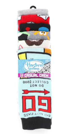 Hasbro Gaming 6-Pack Casual Crew Socks – Classic Board Game